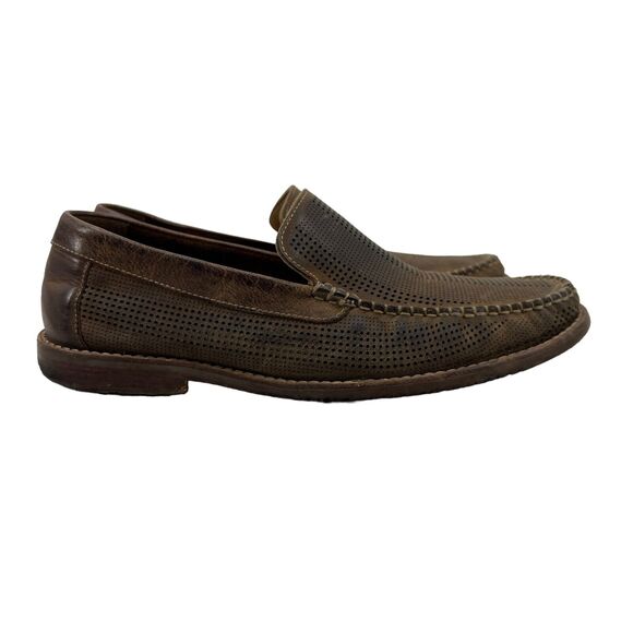 Tommy Bahama Felton Loafer Mens 8 Brown Leather Perforated Slip On Round Toe * - Picture 1 of 12